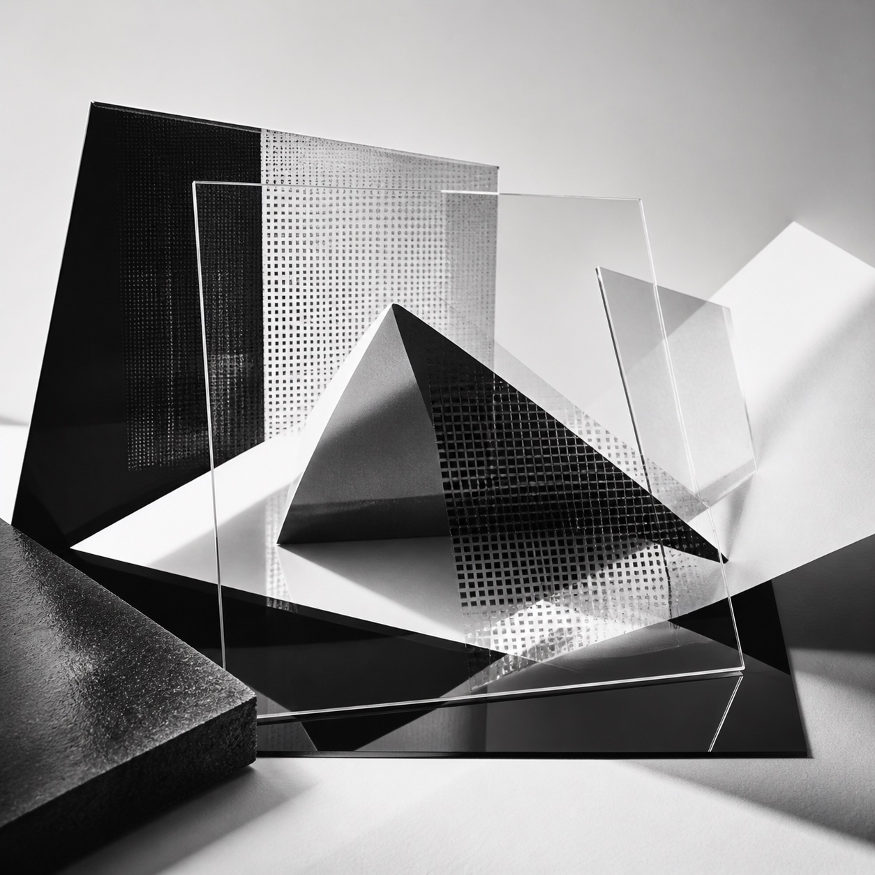 Abstract black-and-white studio composition